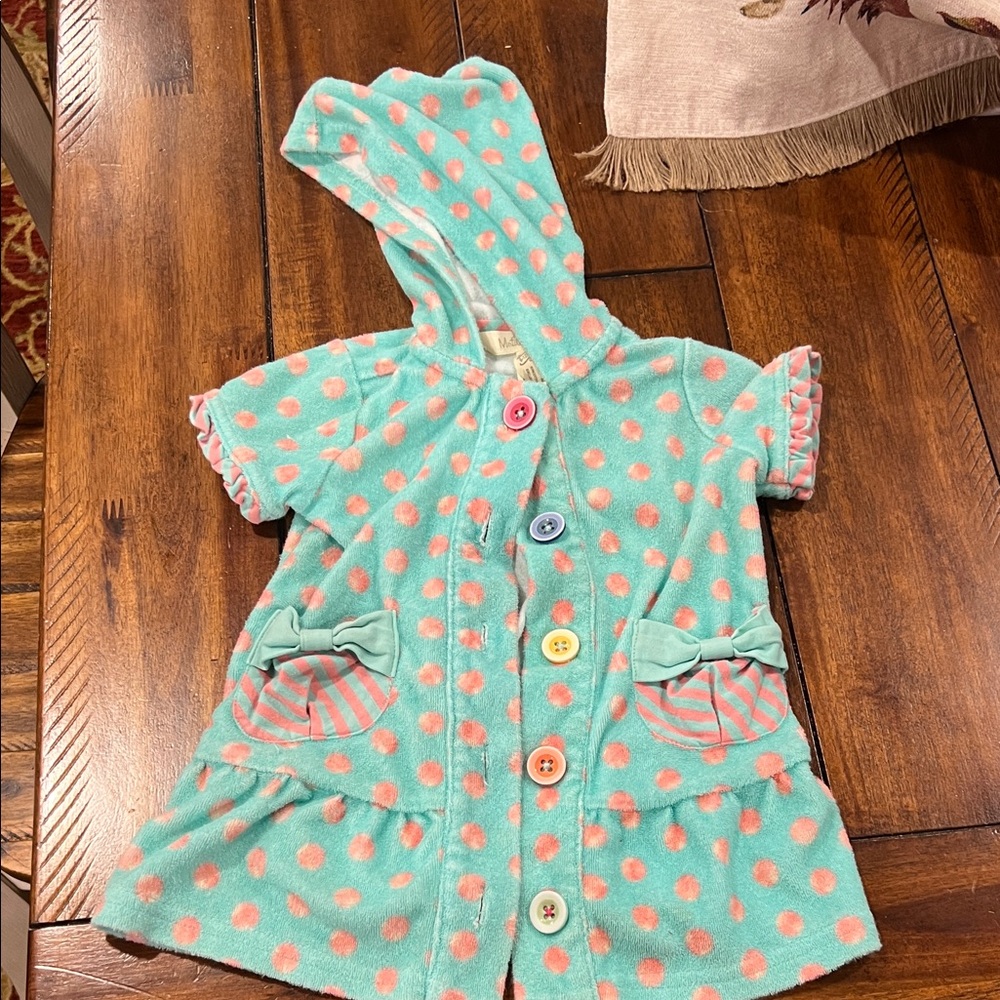 Matilda Jane Aqua and Coral Kids Swim Coverup 6-12 months